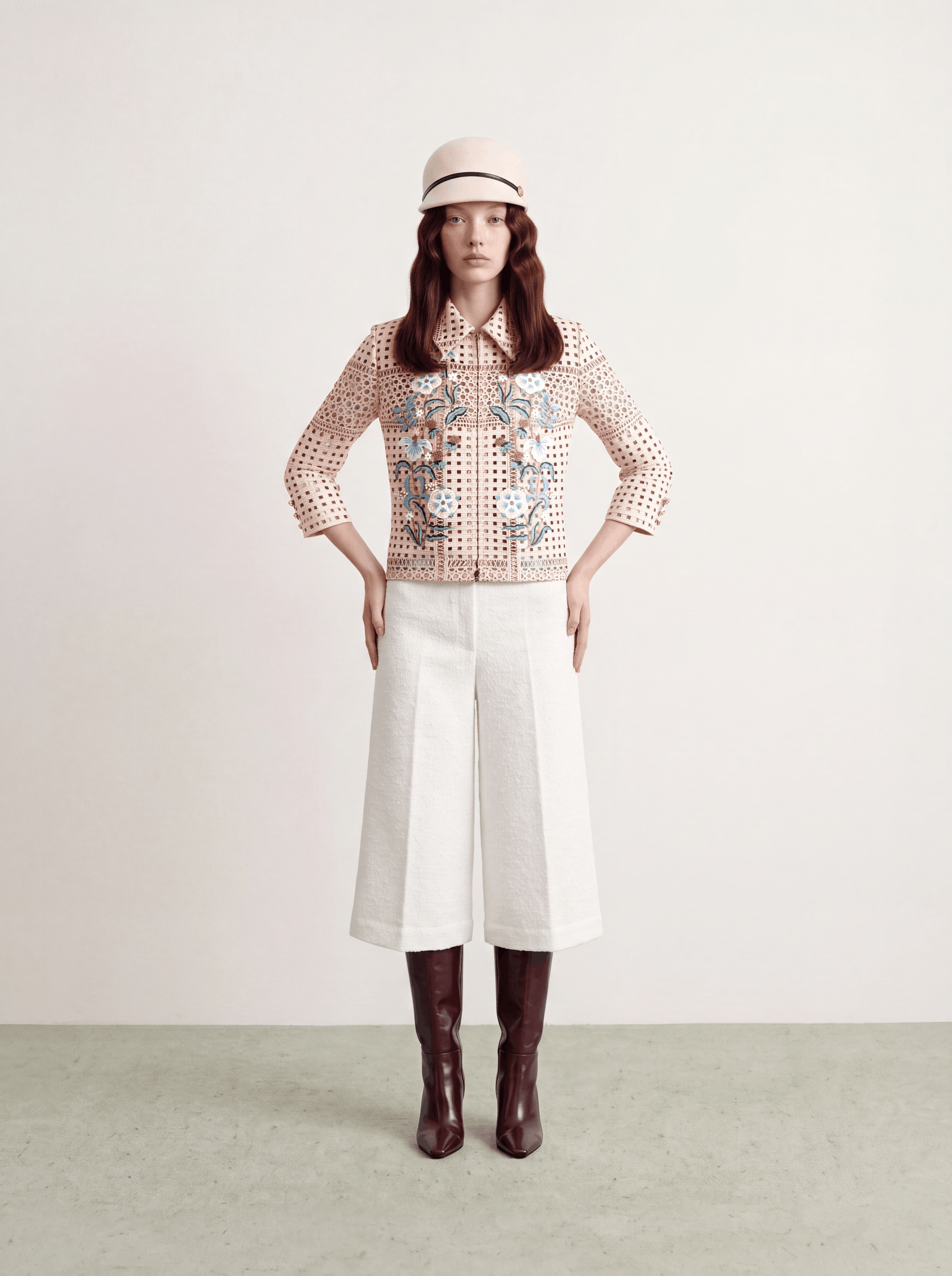 Beige Dentelle Fleuris Jacket