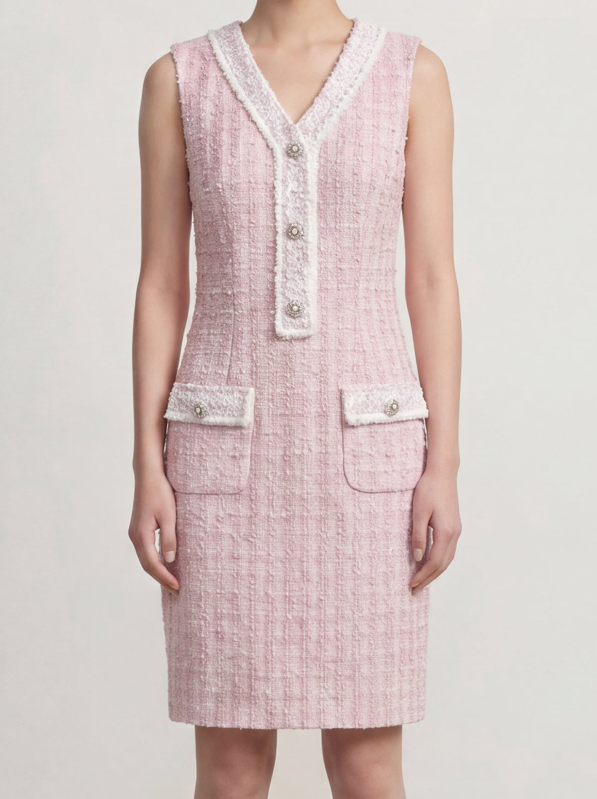 Rosé Pastel Tweed Dress