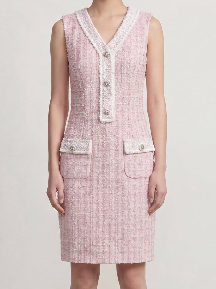 Rosé Pastel Tweed Dress
