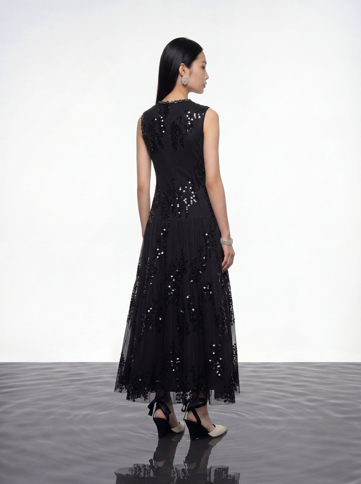 Black Sequin Evening Gown