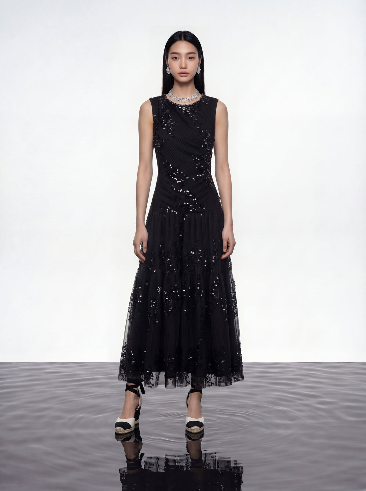 Black Sequin Evening Gown