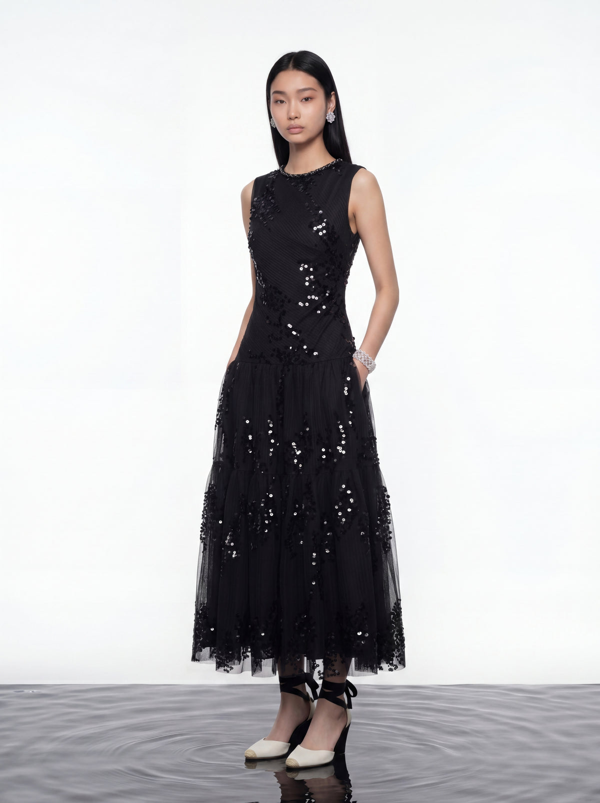 Black Sequin Evening Gown