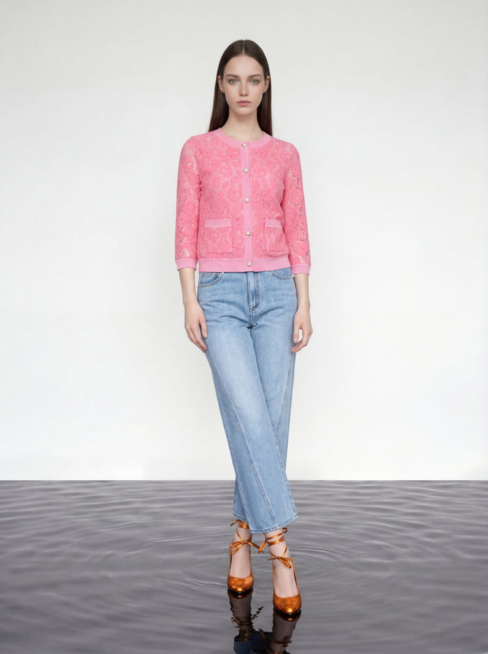 Blush Elegance Lace Cardigan