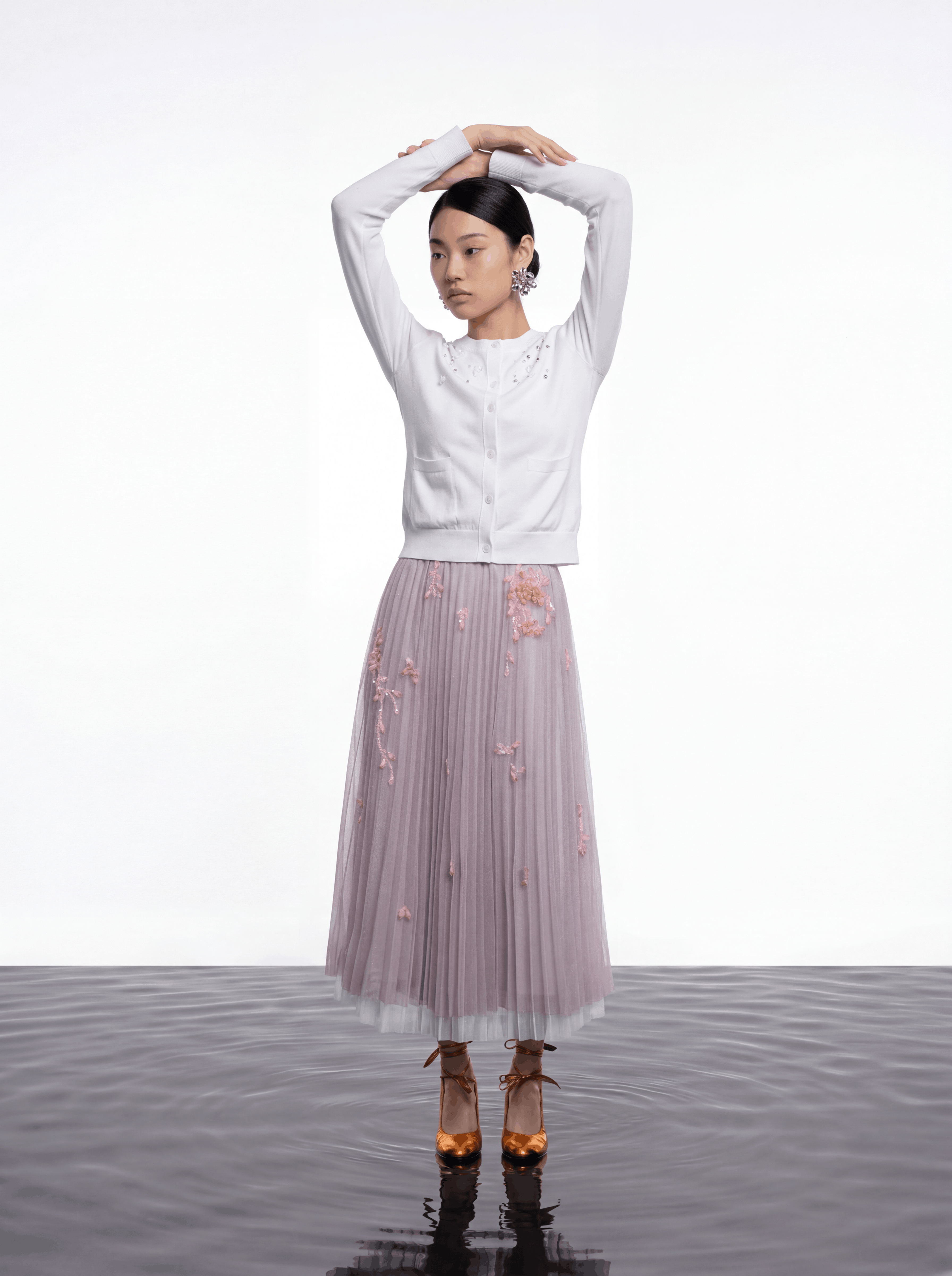 Blush Bloom Pleated Skirt