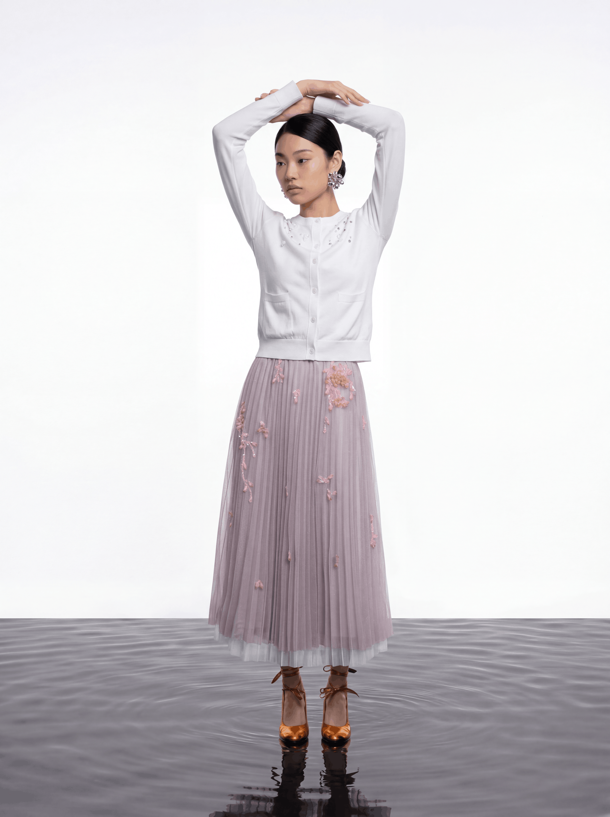 Blush Bloom Pleated Skirt
