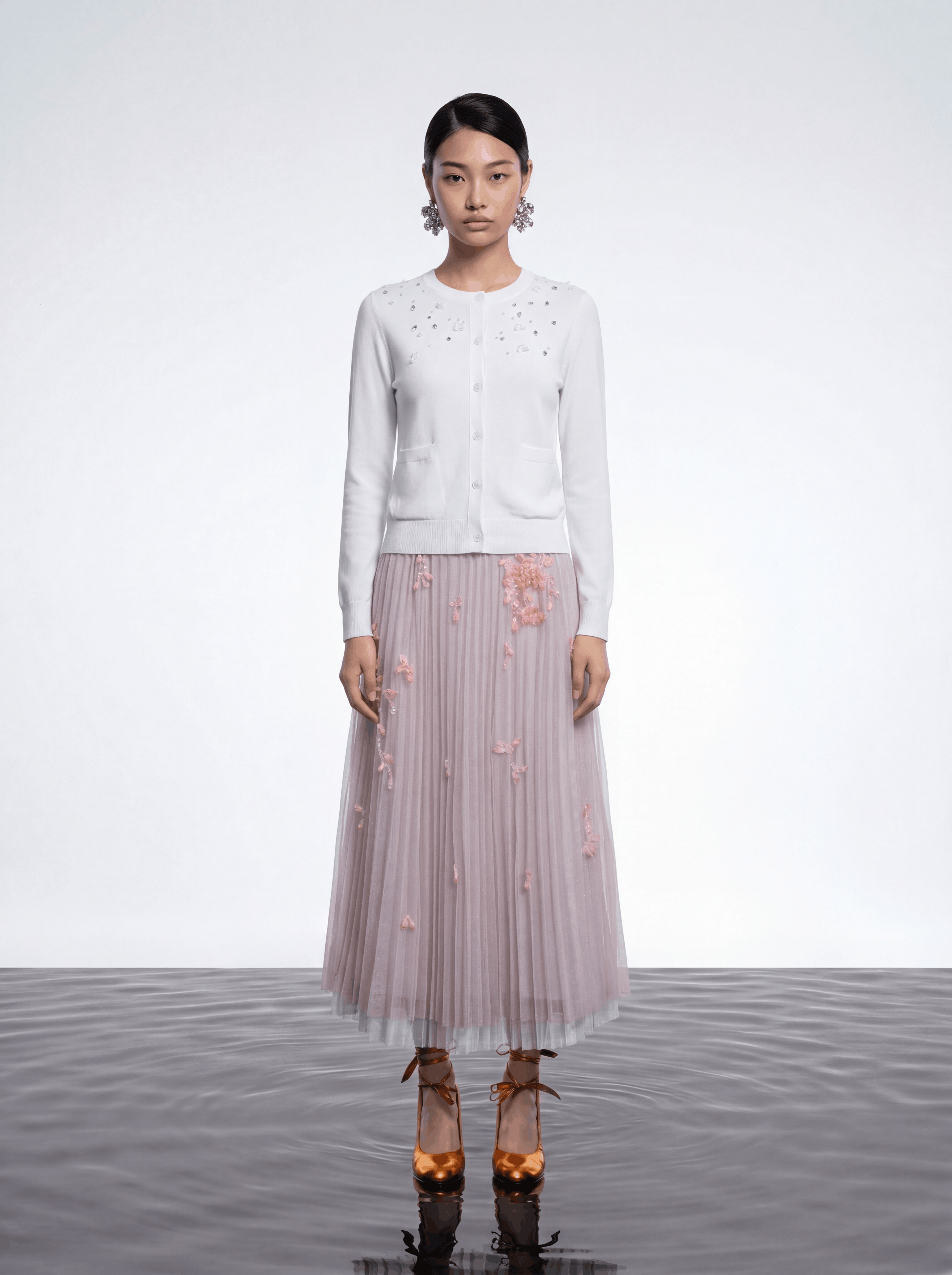 Blush Bloom Pleated Skirt