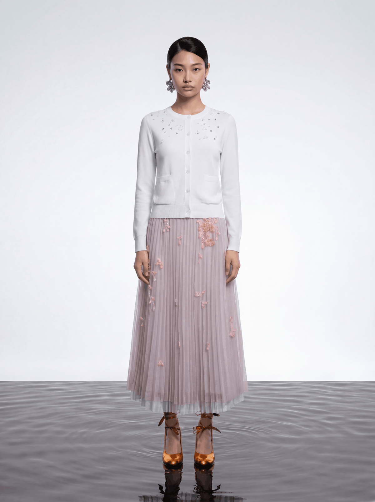 Blush Bloom Pleated Skirt