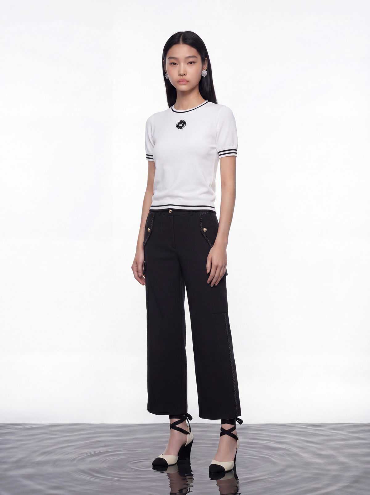 Signature Emblem Ribbed Top