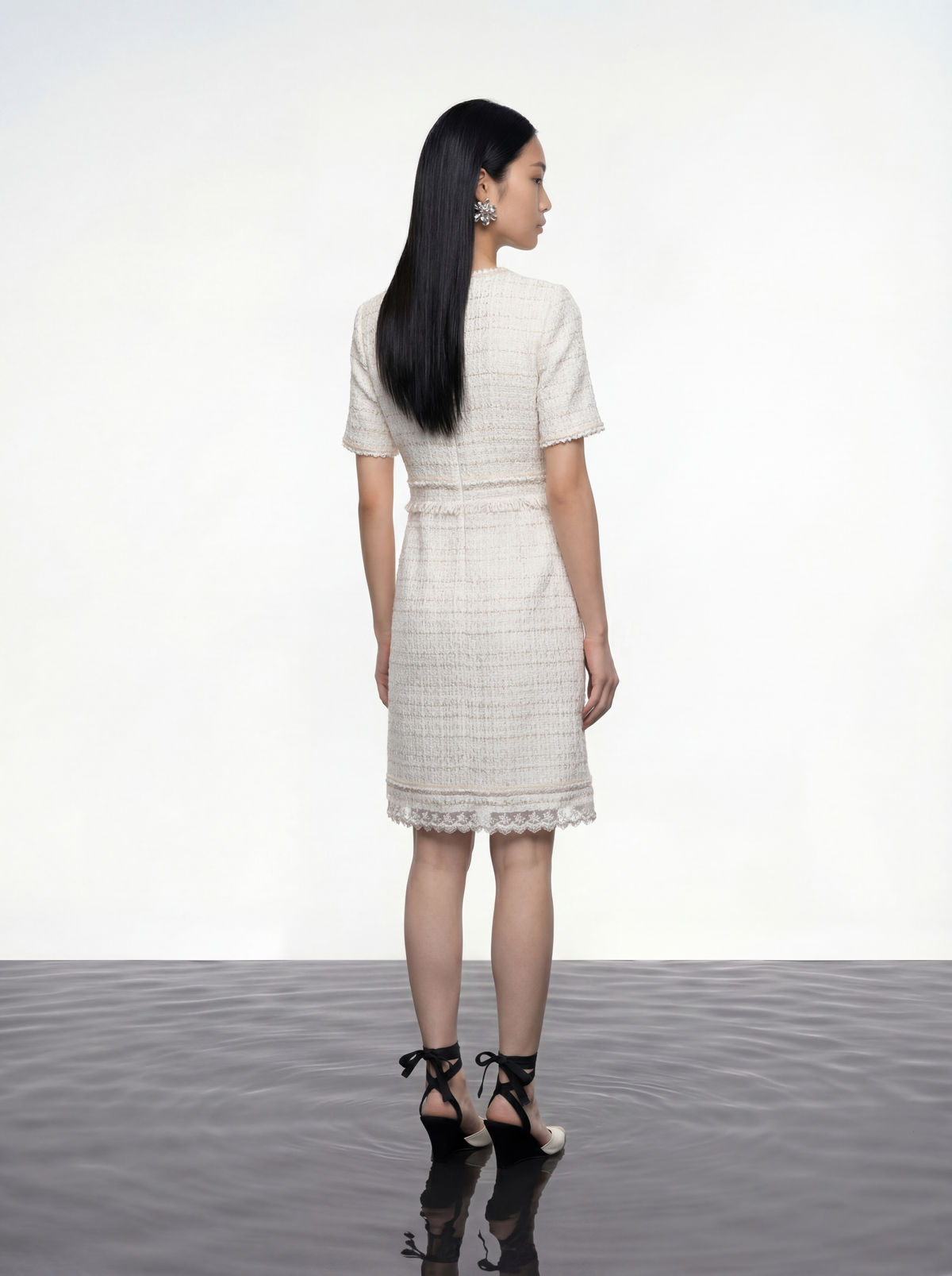 Ivory Tweed Elegance Dress