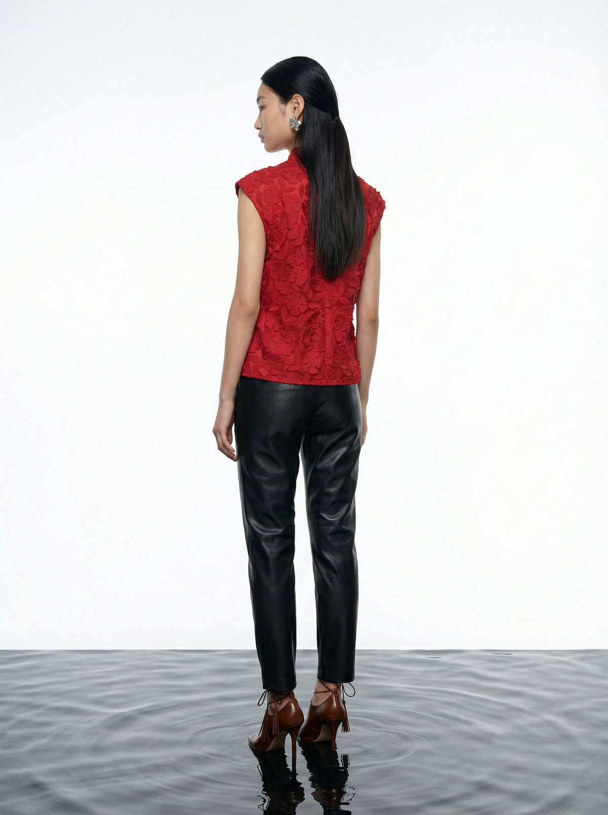 Scarlet Bloom Appliqué Vest