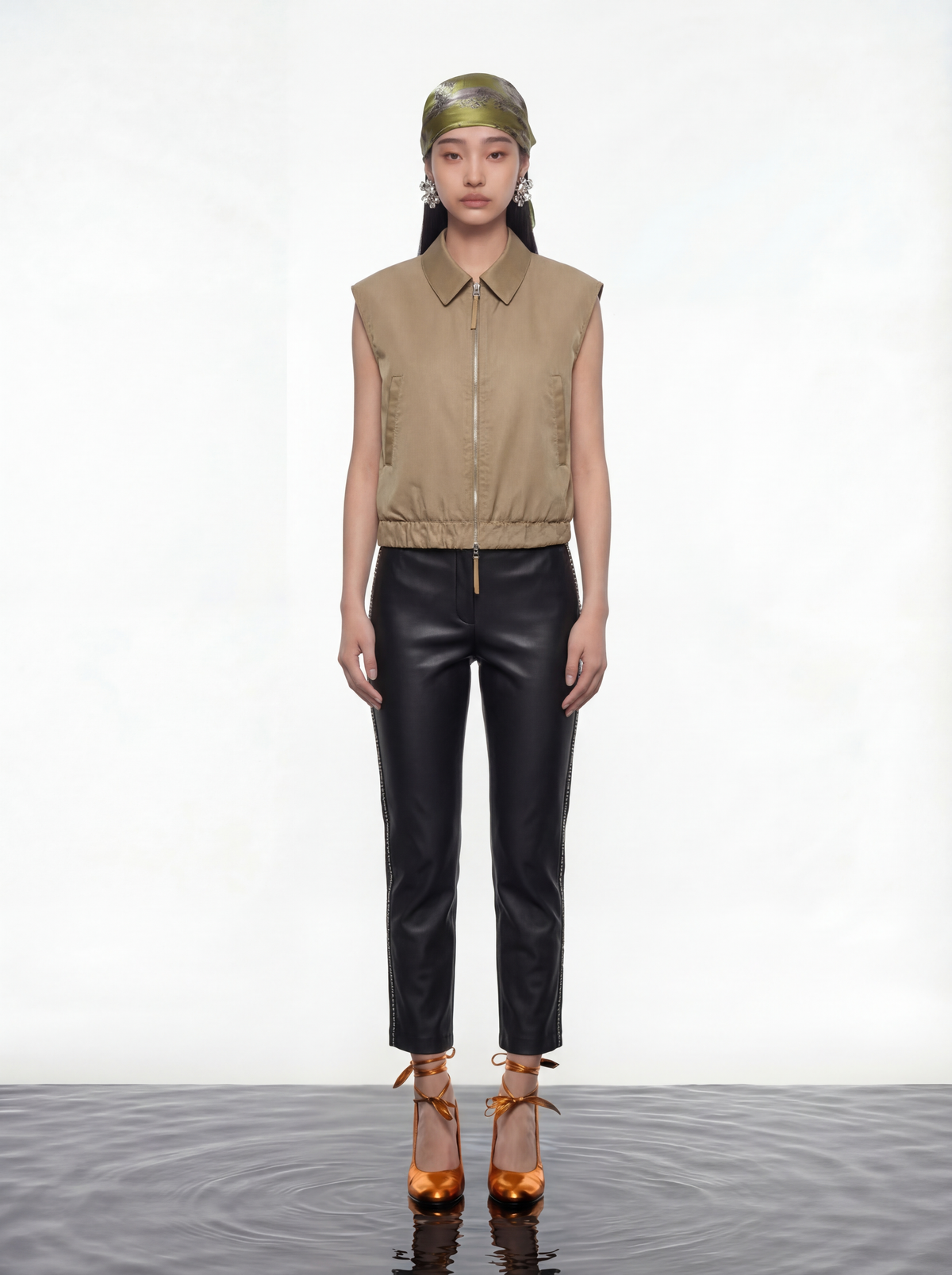 Beige Chic Zip Vest