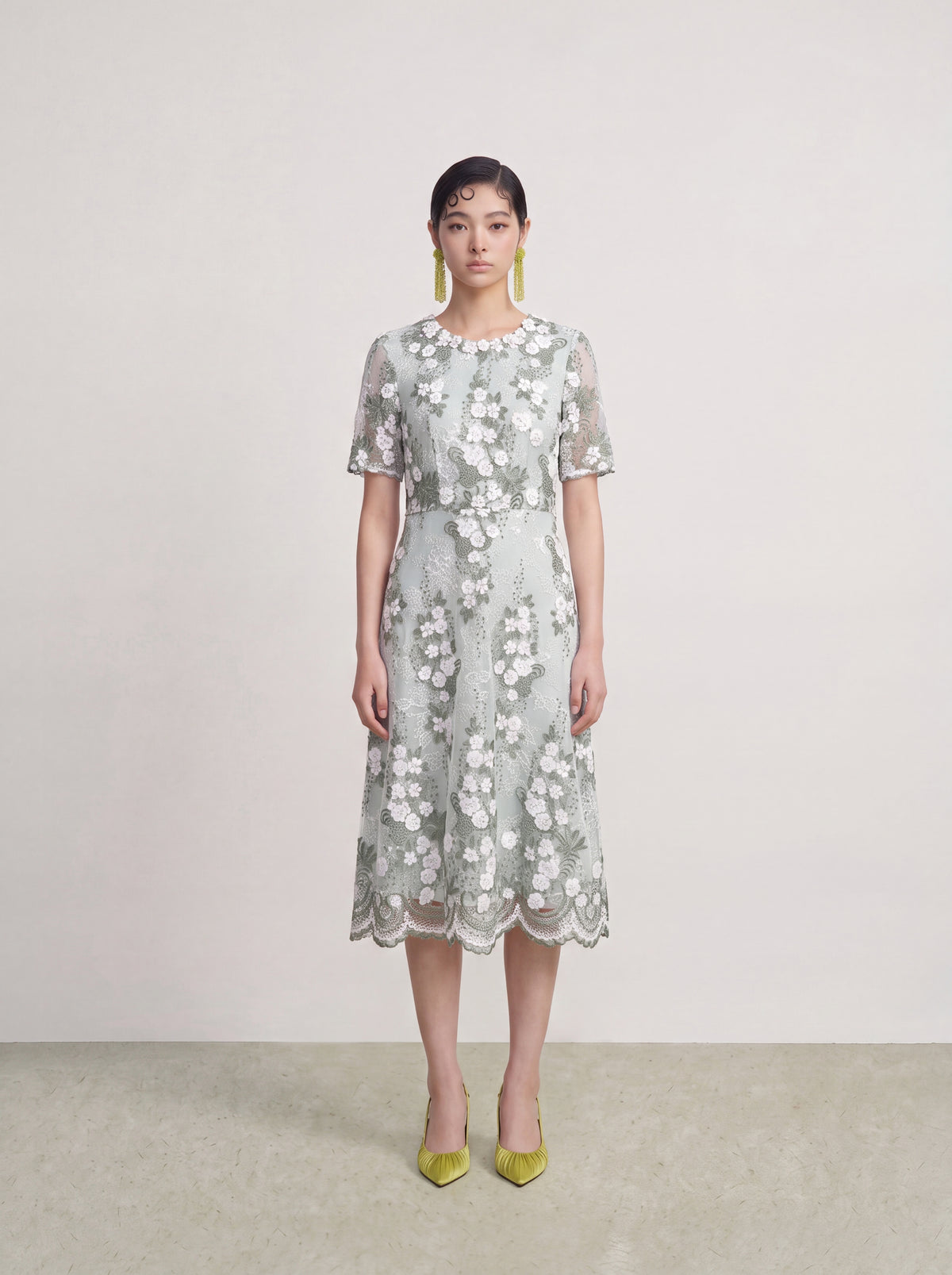 Vert Florale Sérénité Dress