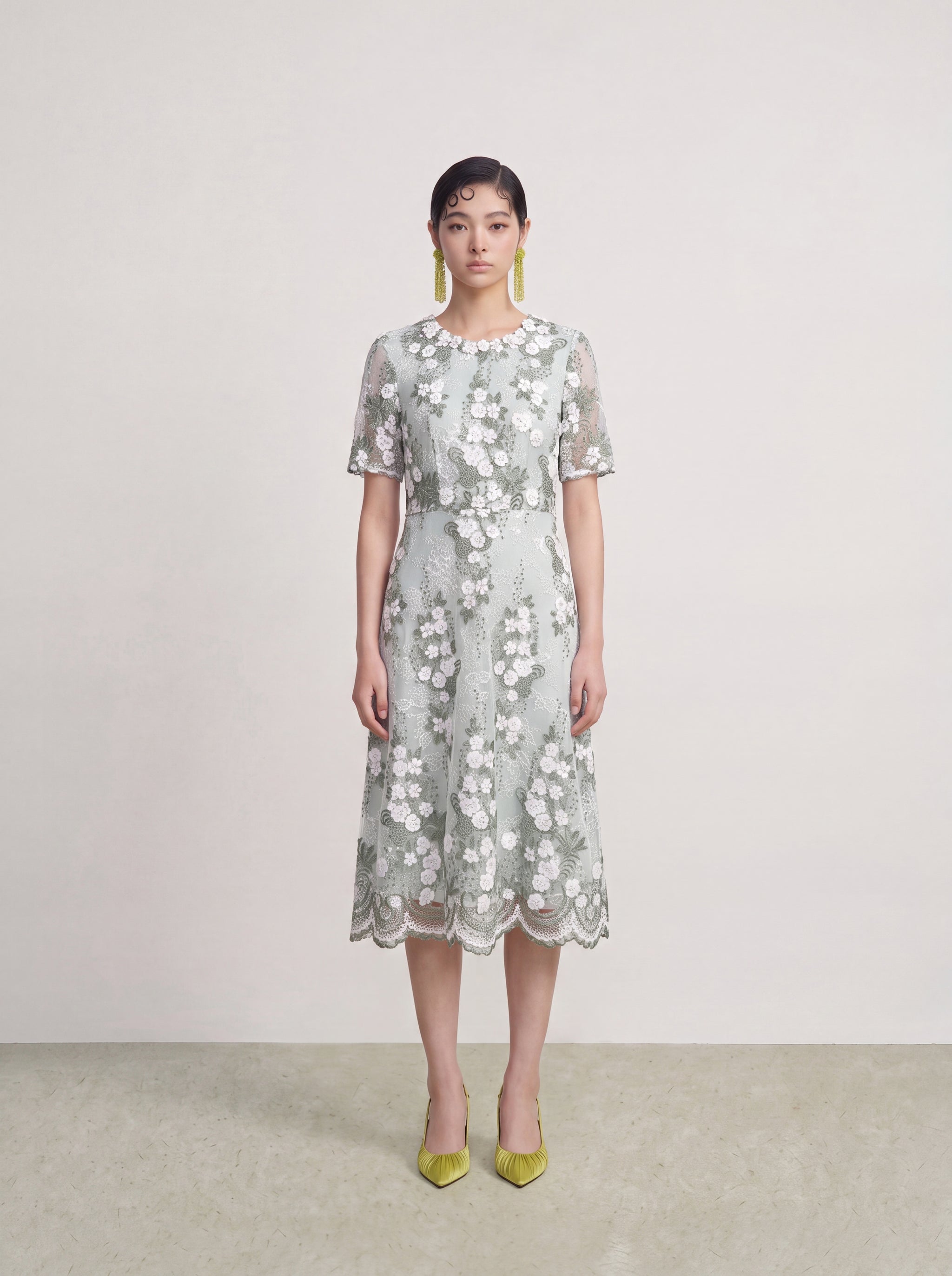 Vert Florale Sérénité Dress