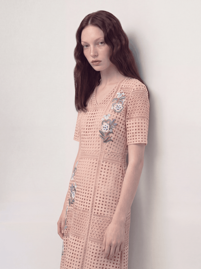 Beige Dentelle Fleuris Dress
