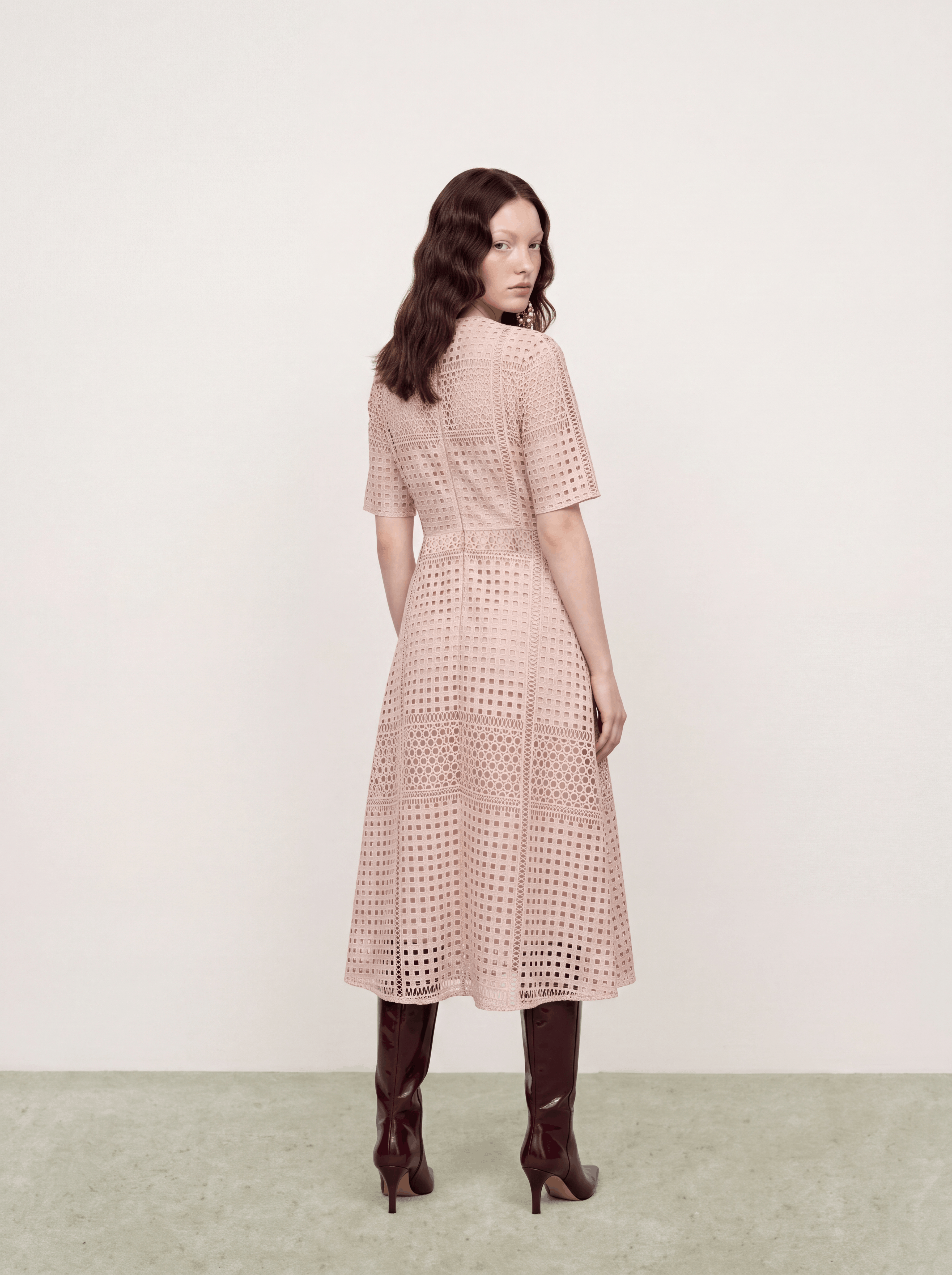 Beige Dentelle Fleuris Dress