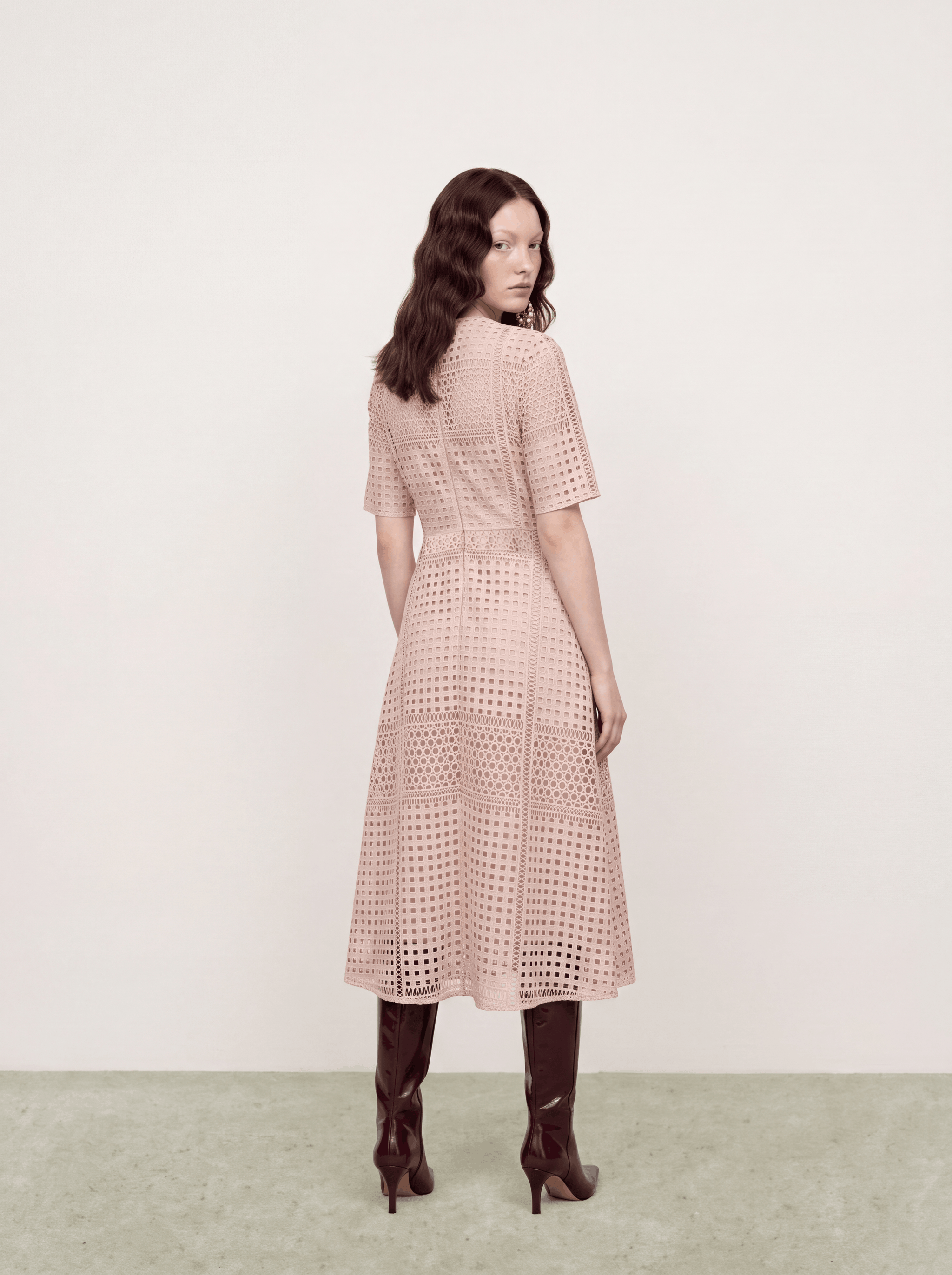 Beige Dentelle Fleuris Dress