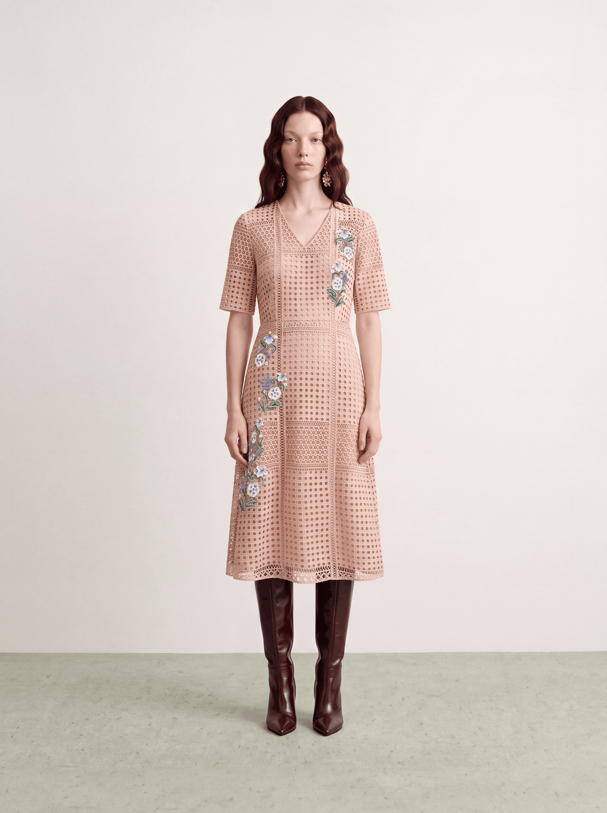 Beige Dentelle Fleuris Dress