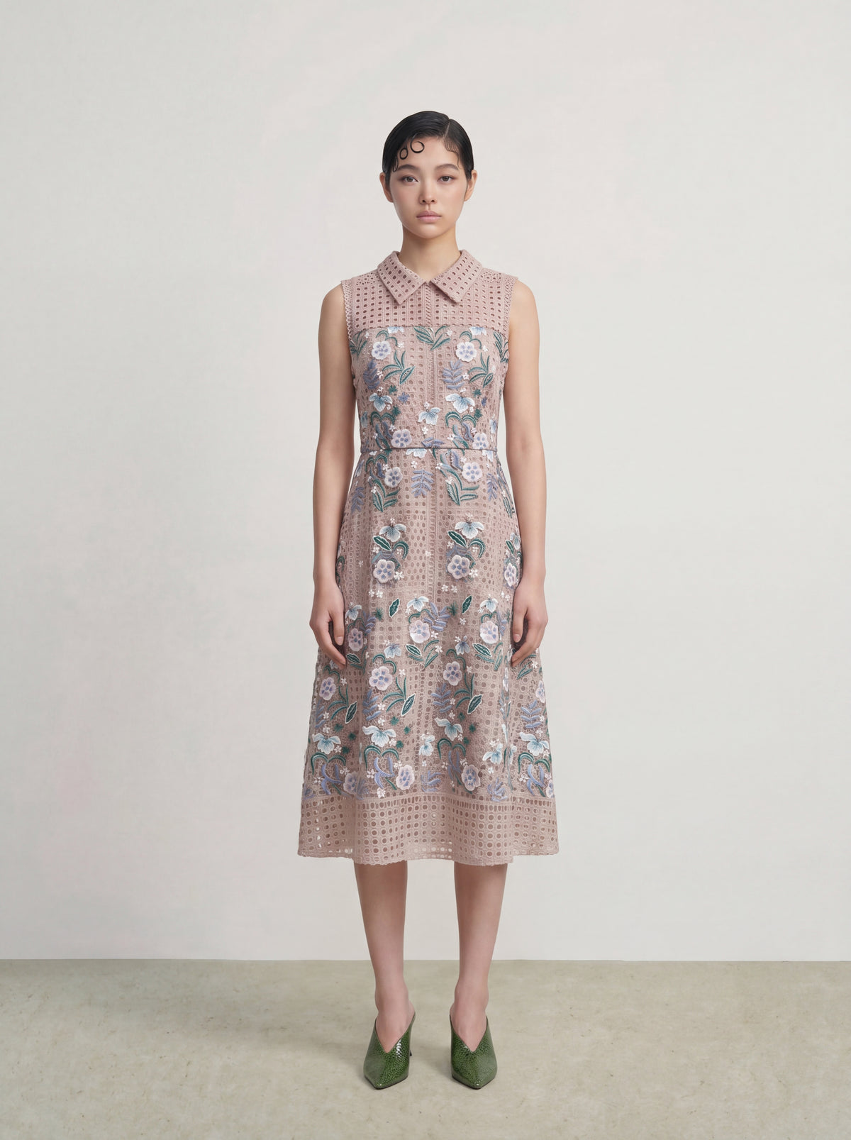 Rosé Garden Embroidered Dress
