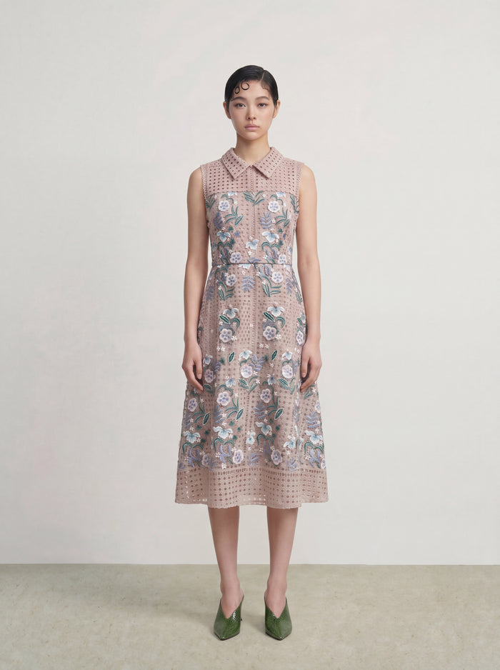 Rosé Garden Embroidered Dress