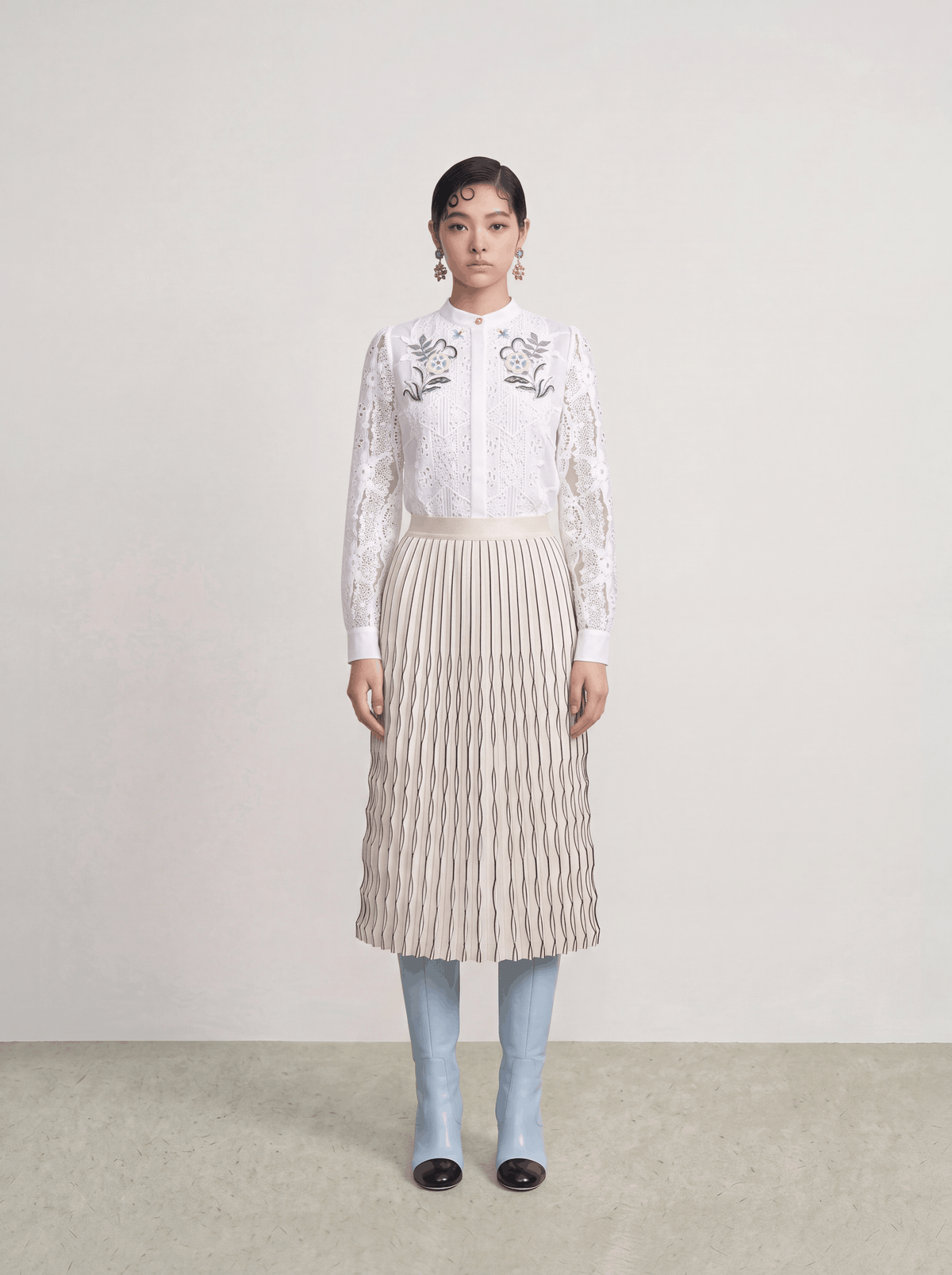 Ivory Optique Plissé Skirt