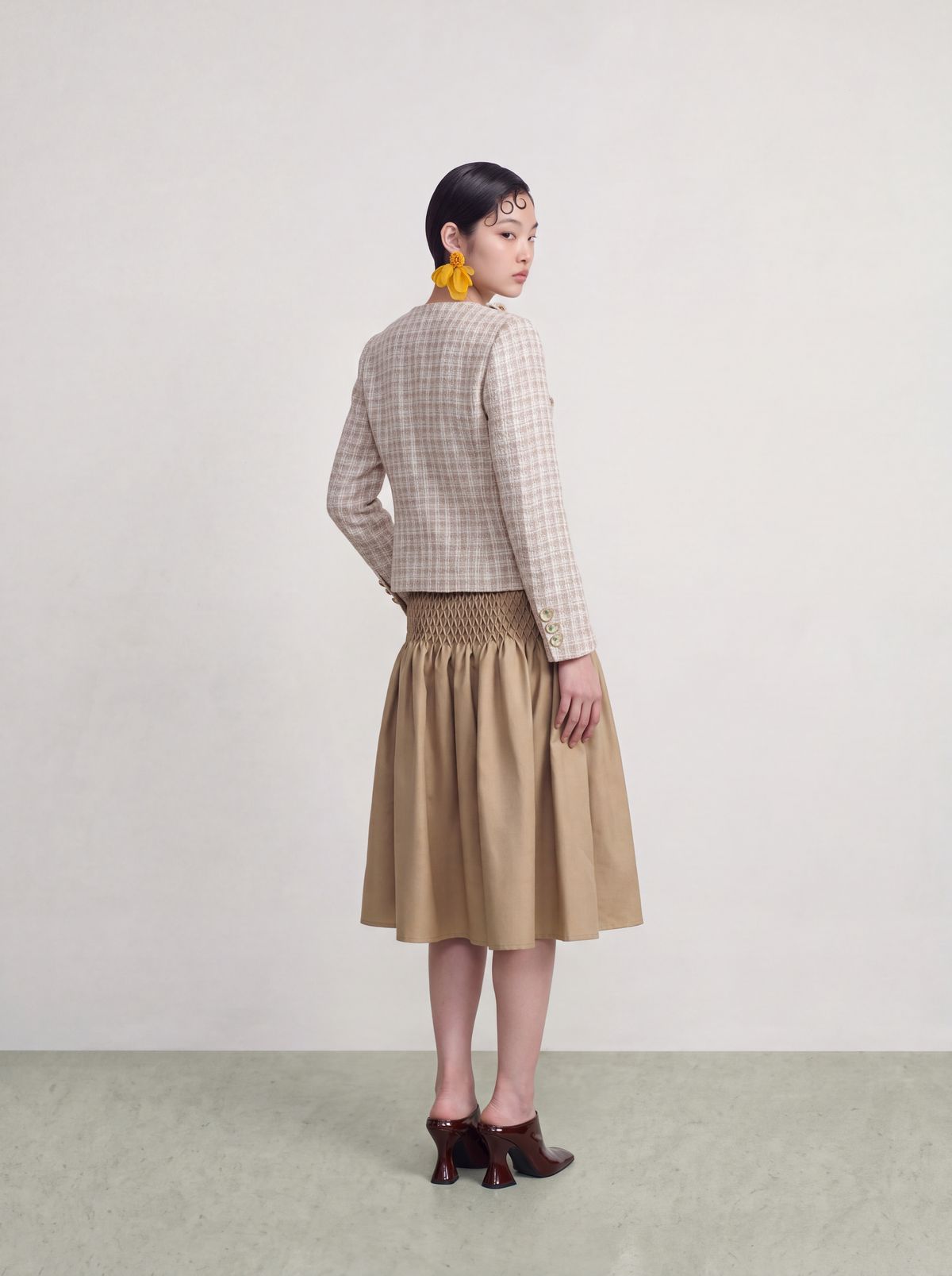 Beige Tweed Fleur Bijou Jacket