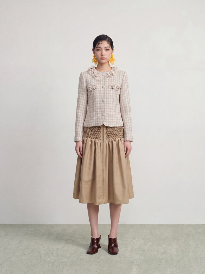 Beige Tweed Fleur Bijou Jacket