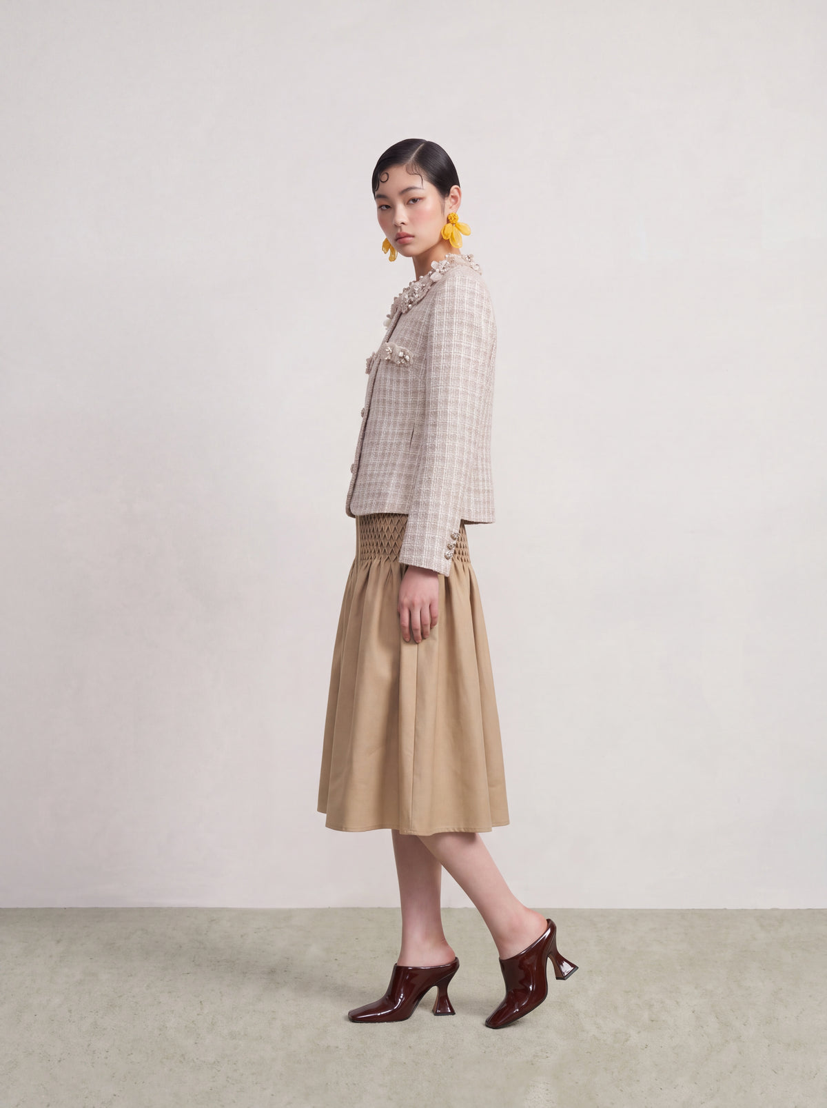 Beige Tweed Fleur Bijou Jacket