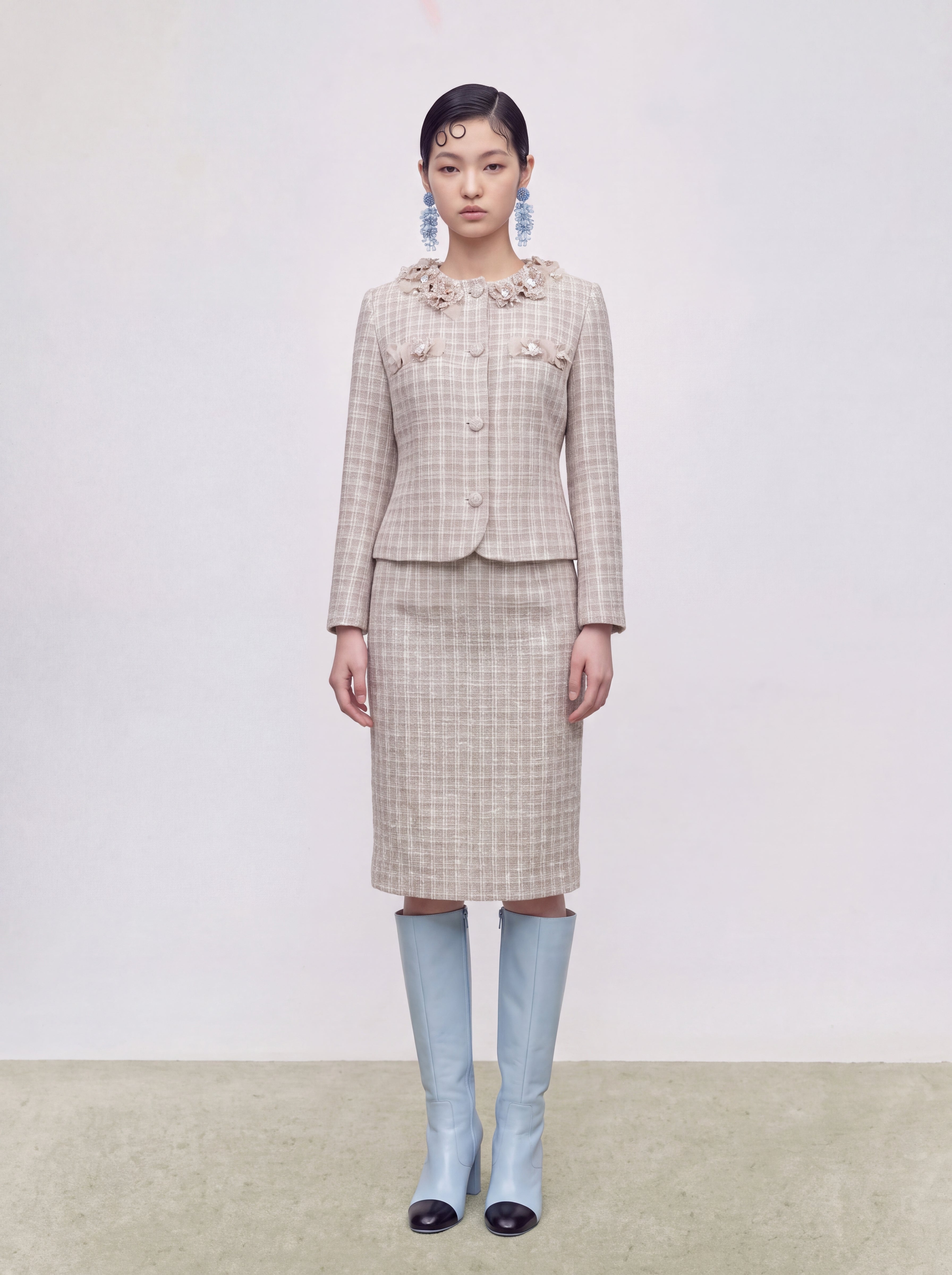 Beige Tweed Fleur Bijou Jacket
