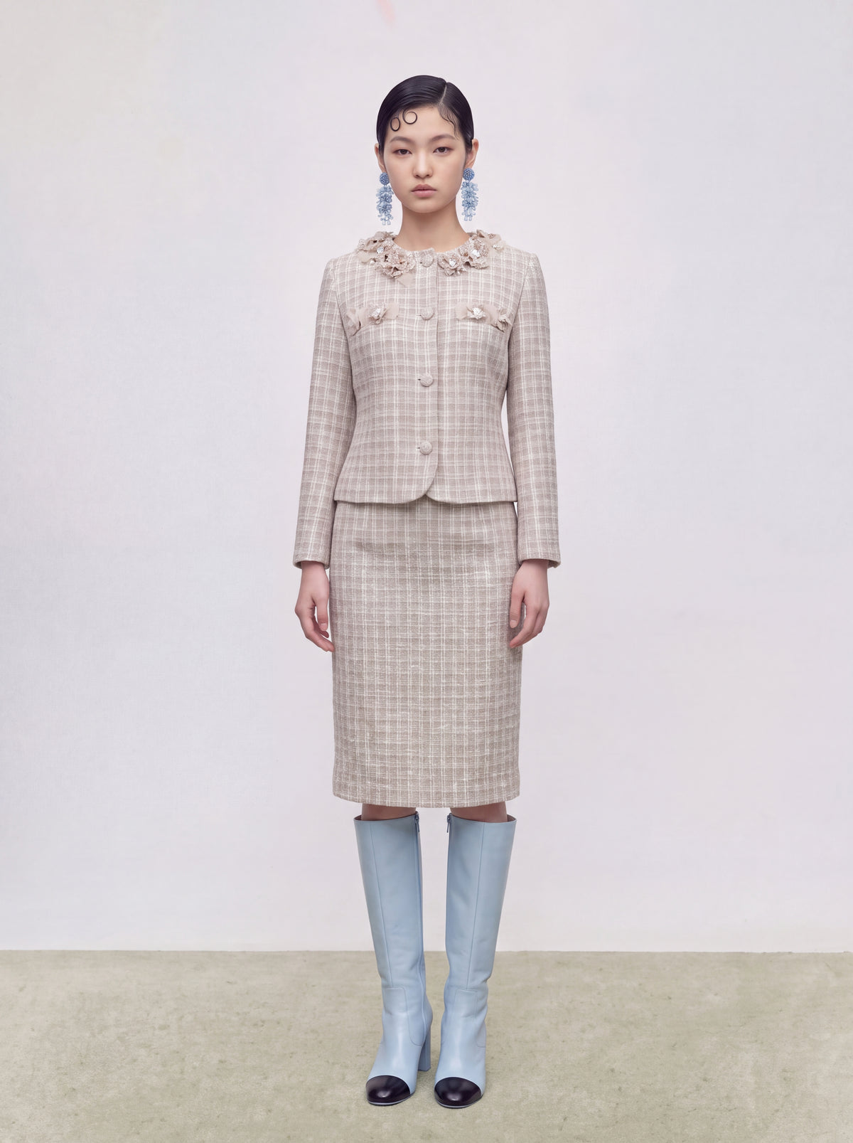 Beige Tweed Fleur Bijou Jacket