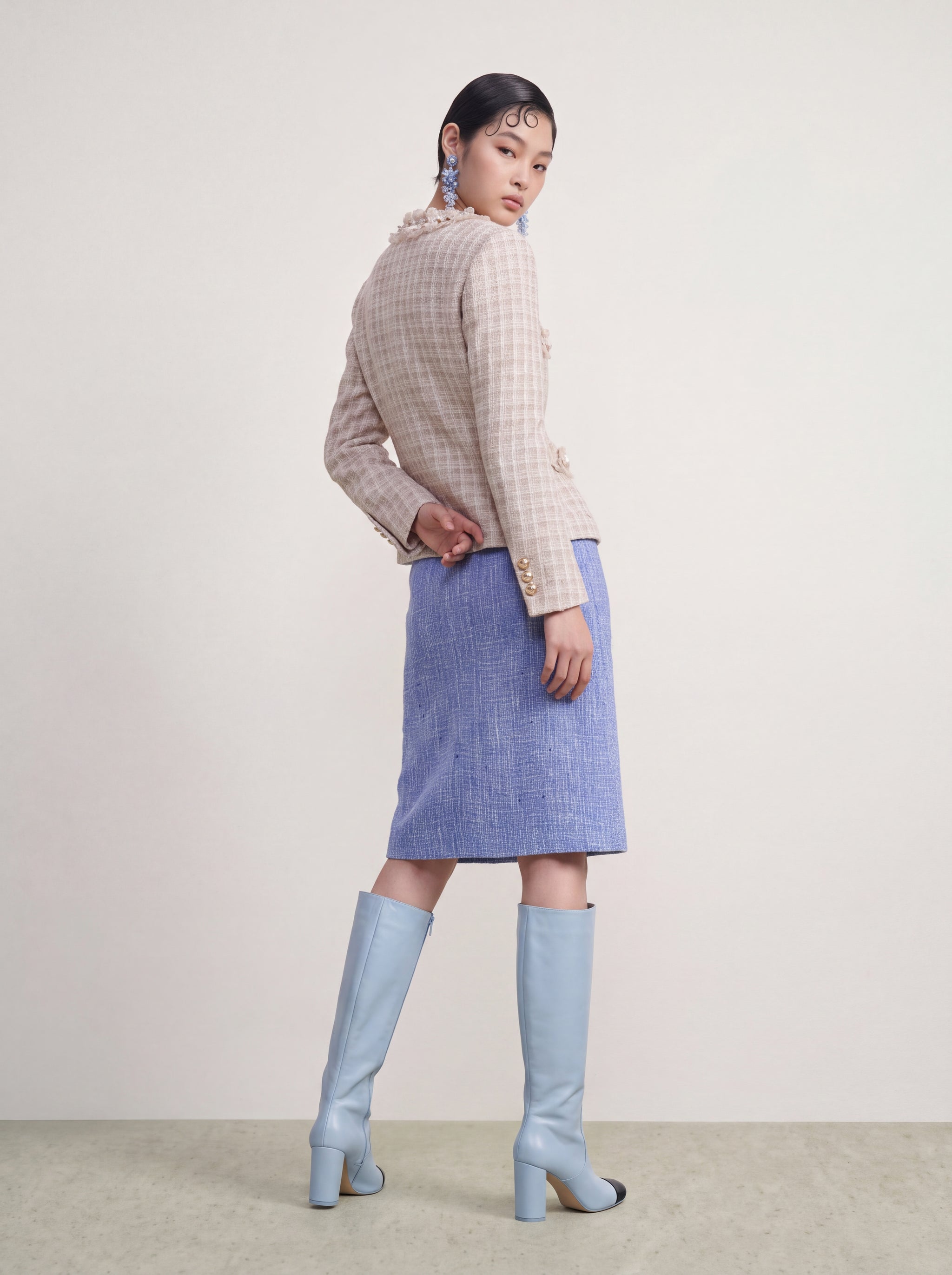 Beige Tweed Fleur Bijou Jacket