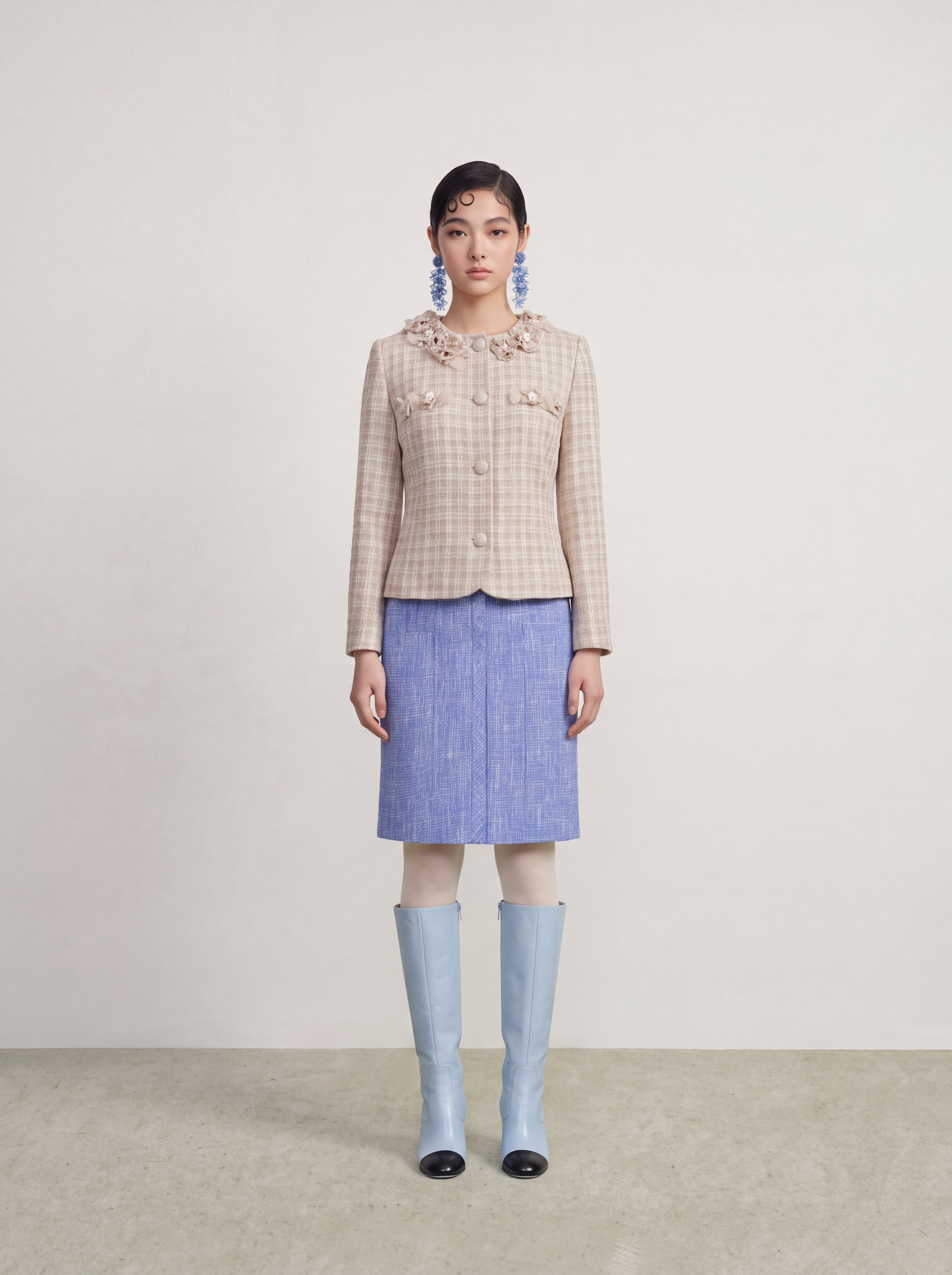 Beige Tweed Fleur Bijou Jacket