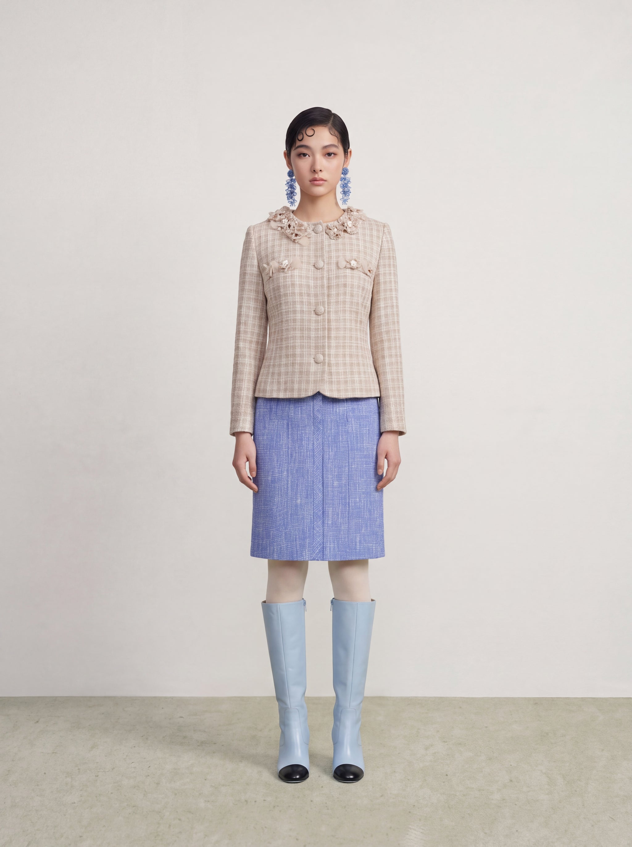 Beige Tweed Fleur Bijou Jacket