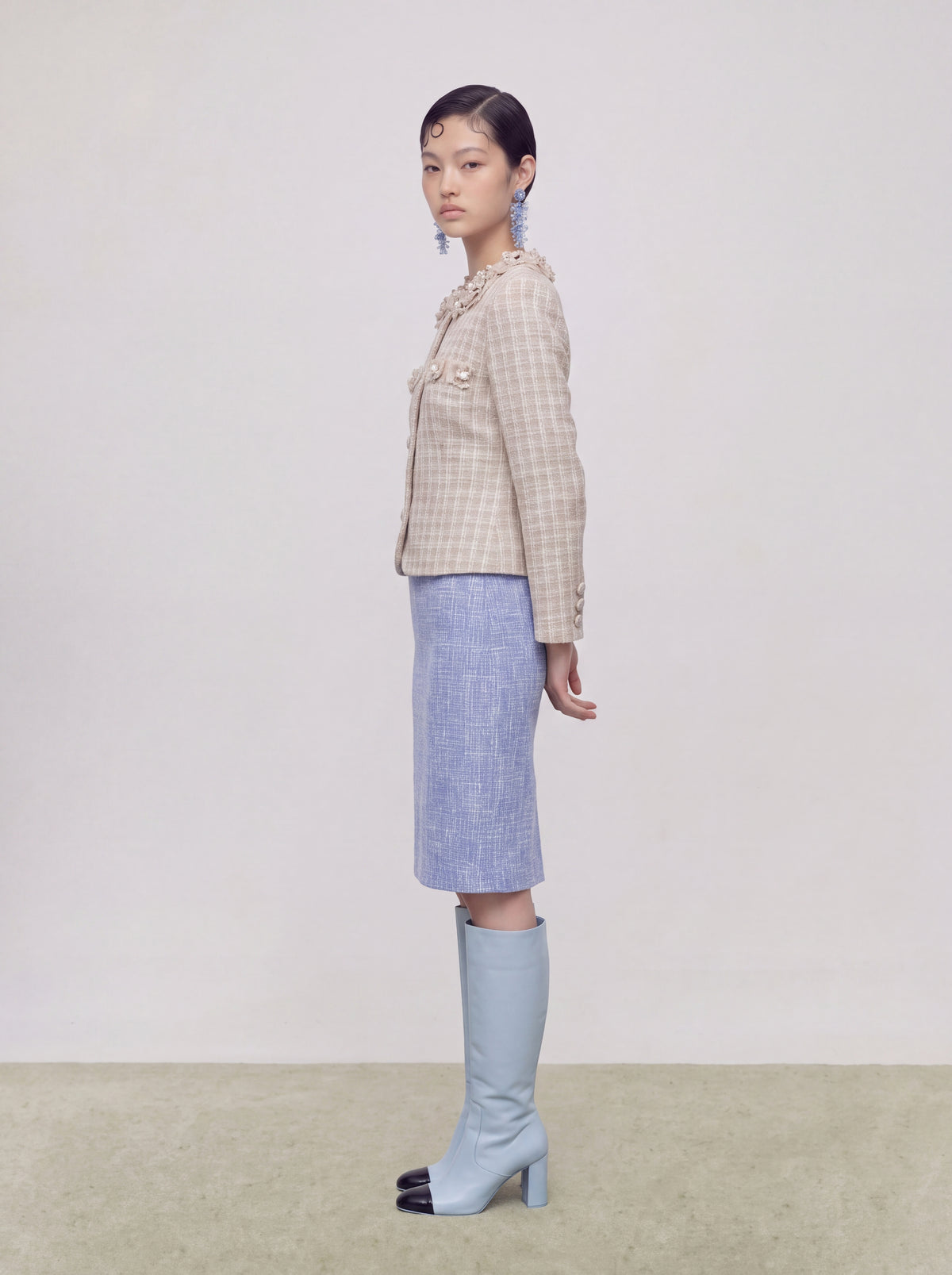 Beige Tweed Fleur Bijou Jacket
