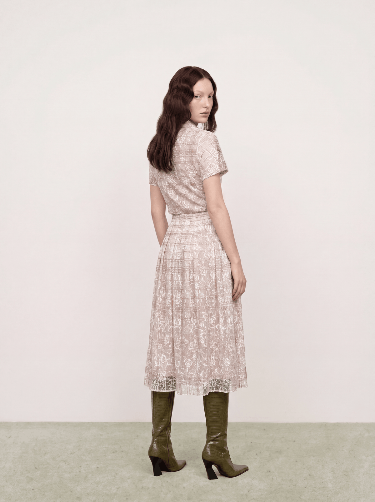 Beige Florale Élégance Skirt