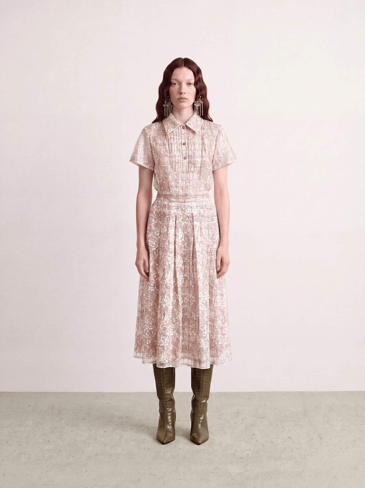 Beige Florale Élégance Skirt
