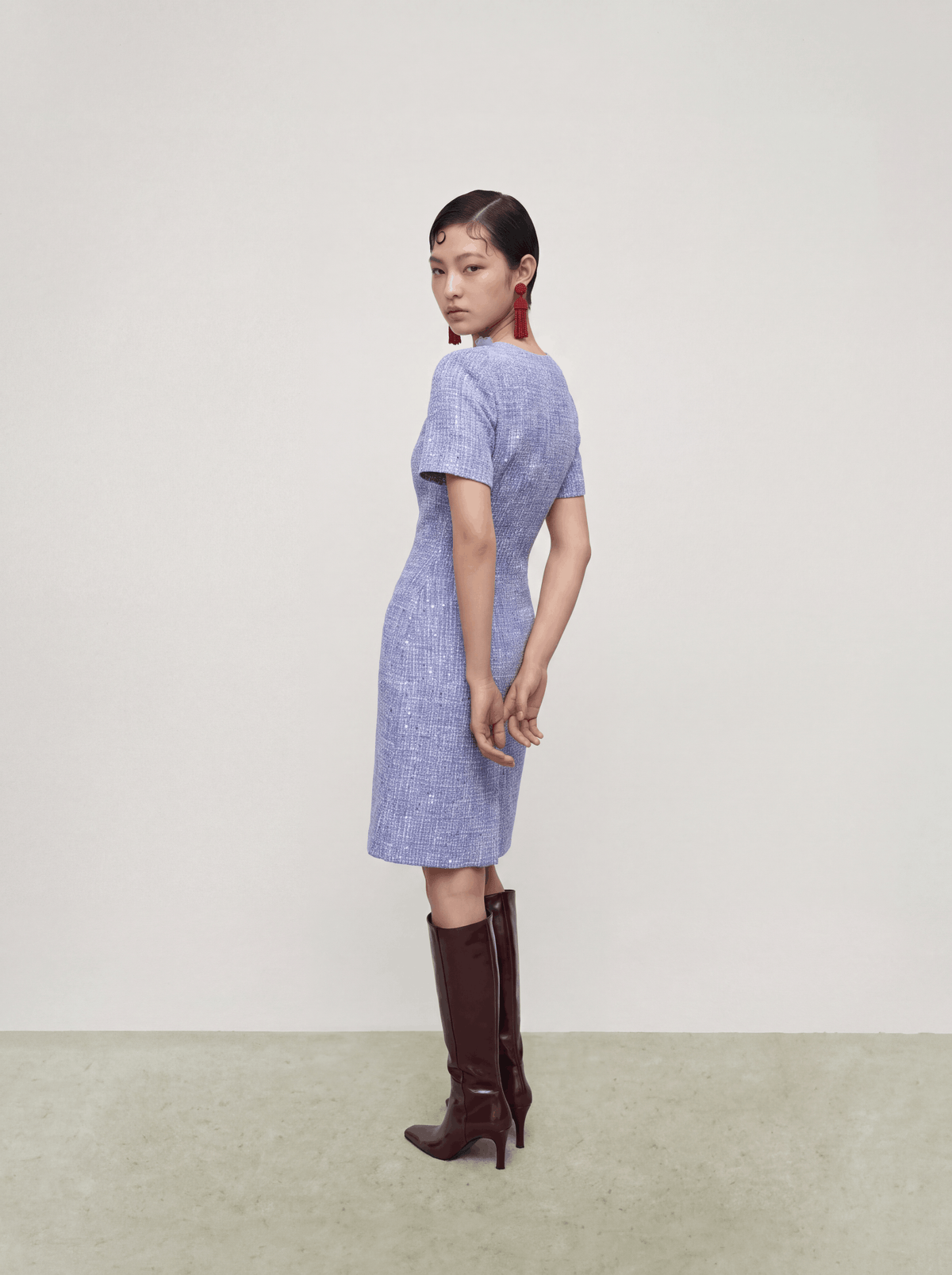 Lavande Tweed Fleuris Poésie Dress