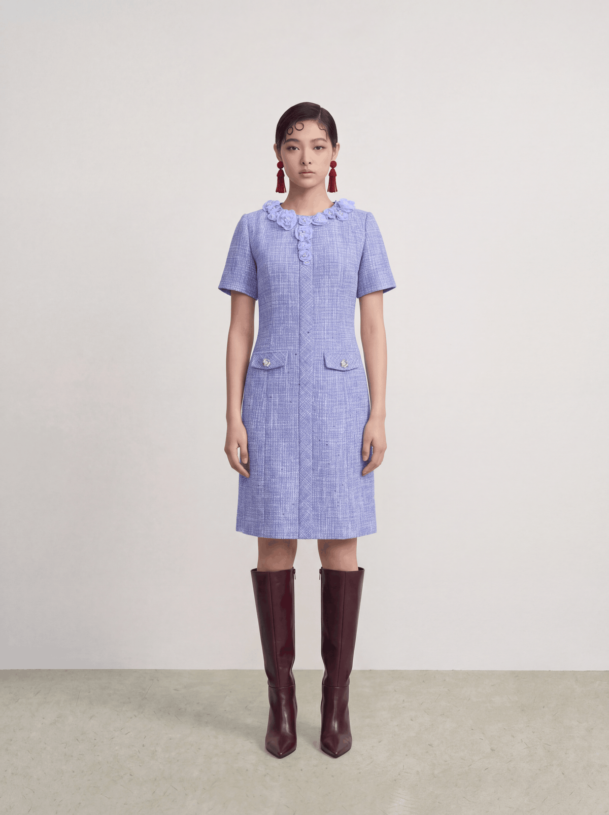 Lavande Tweed Fleuris Poésie Dress