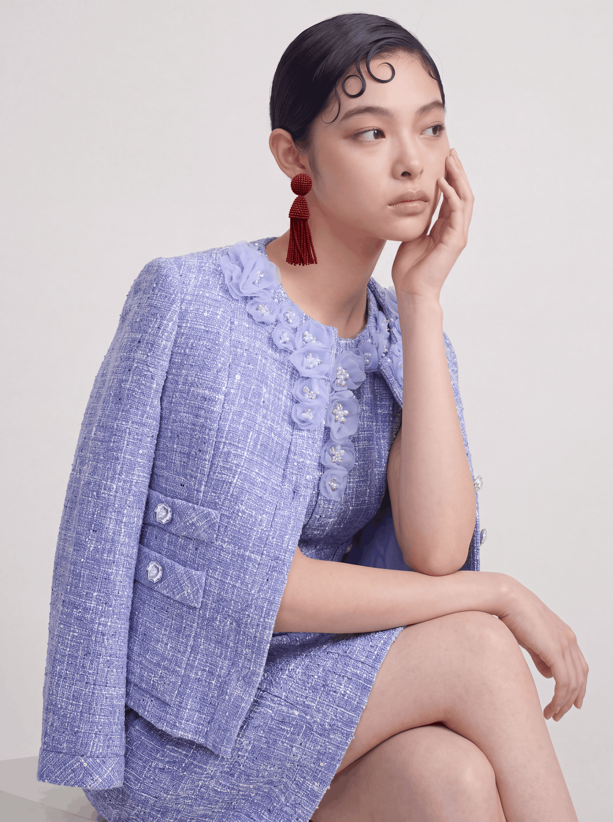 Lavande Tweed Fleuris Poésie Jacket