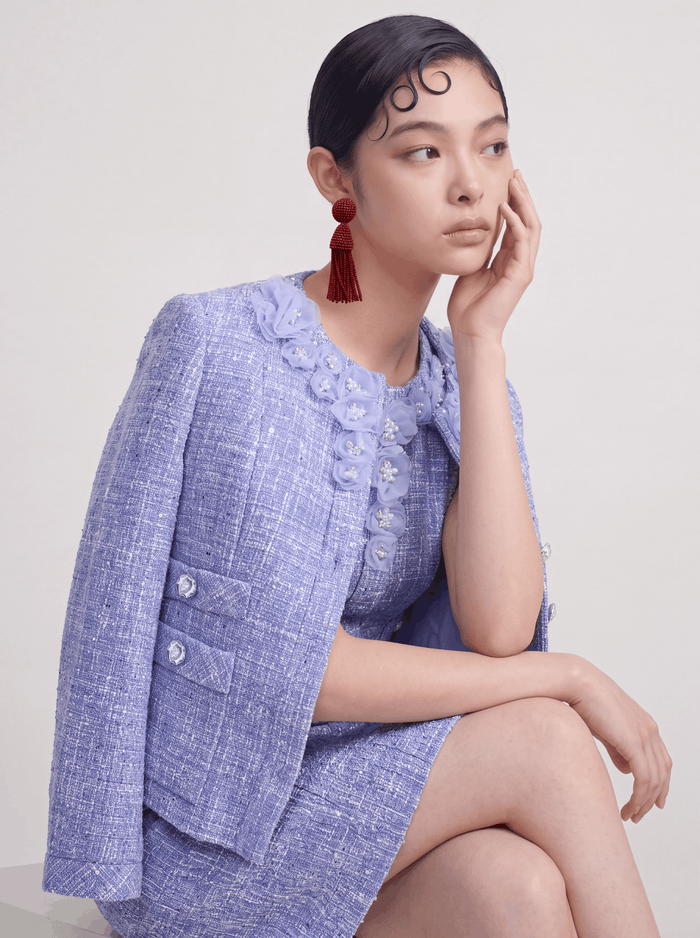 Lavande Tweed Fleuris Poésie Jacket