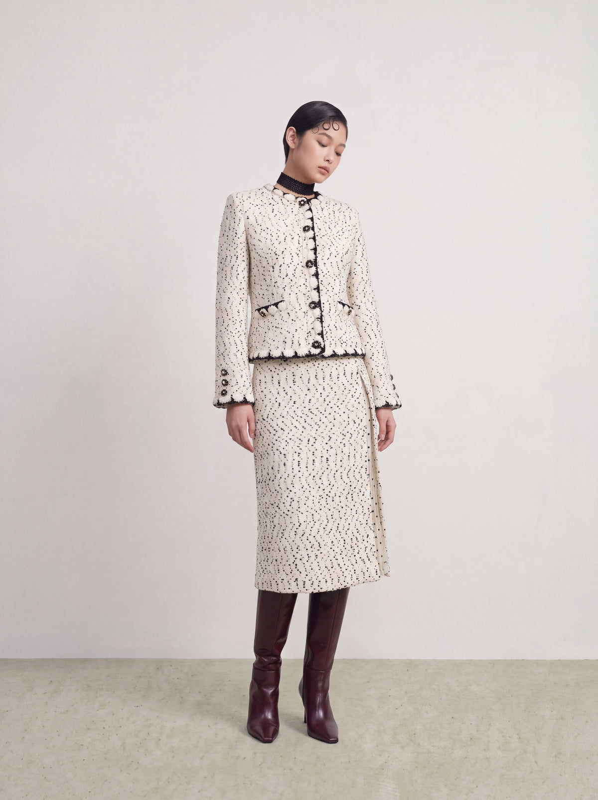 Blanc Tweed Trim Doré Jacket