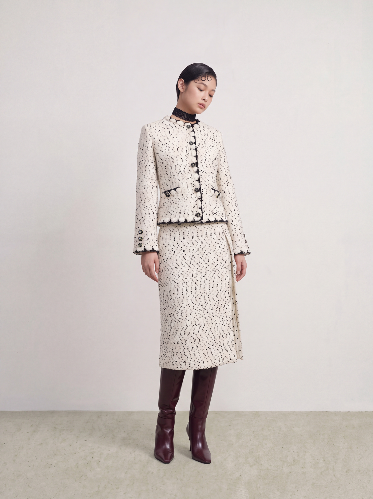 Blanc Tweed Trim Doré Jacket