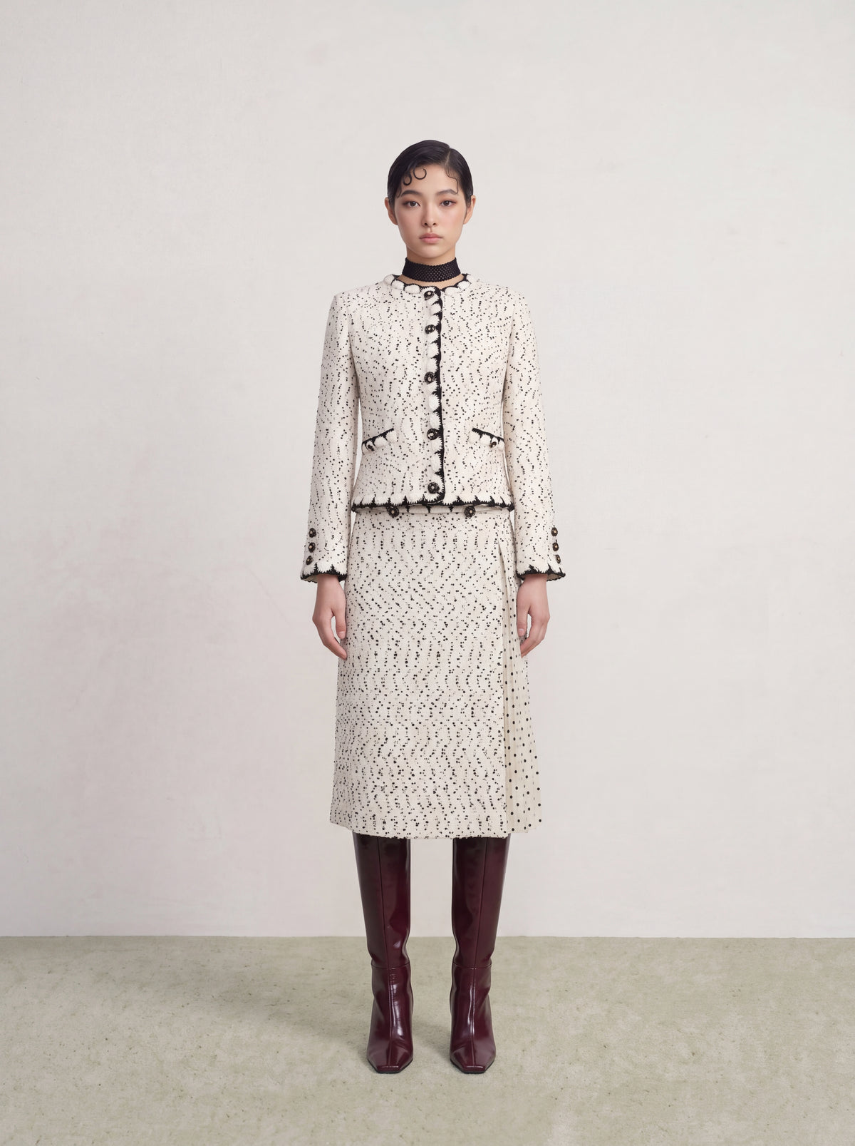 Blanc Tweed Trim Doré Jacket