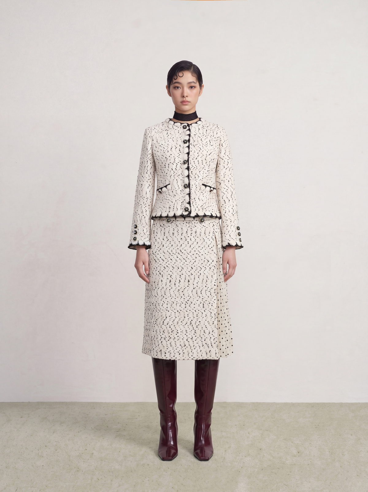 Blanc Tweed Trim Doré Jacket