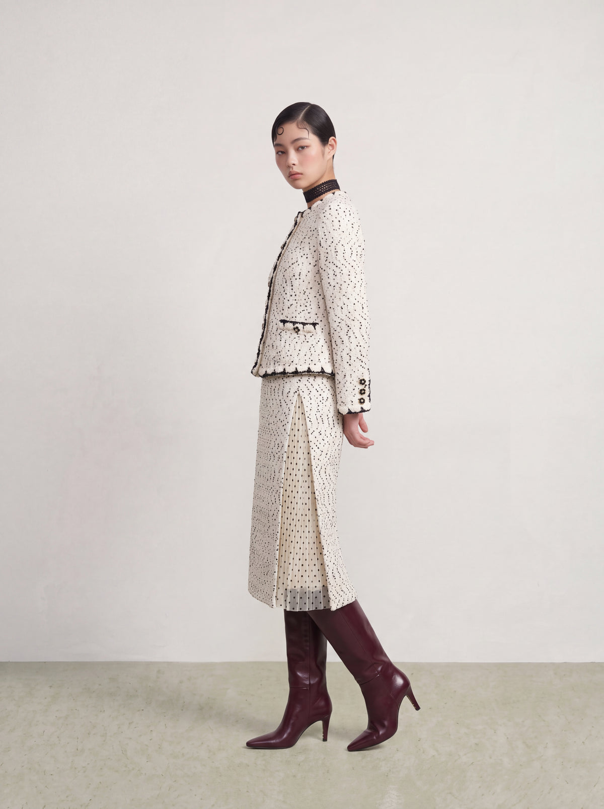 Blanc Tweed Trim Doré Jacket