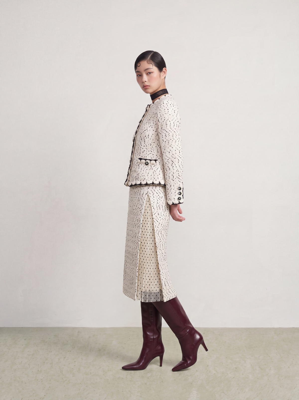 Blanc Tweed Trim Doré Jacket