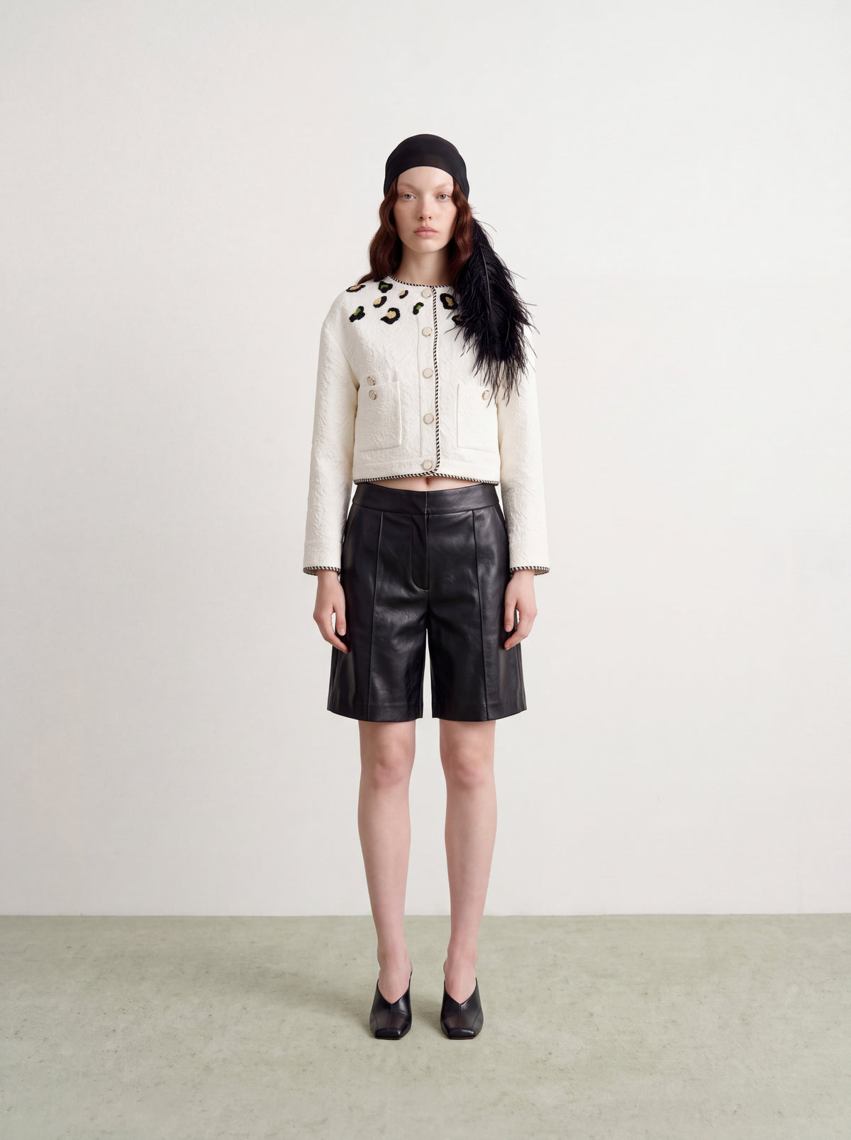 Blanc Tweed Leopard Tresse Jacket