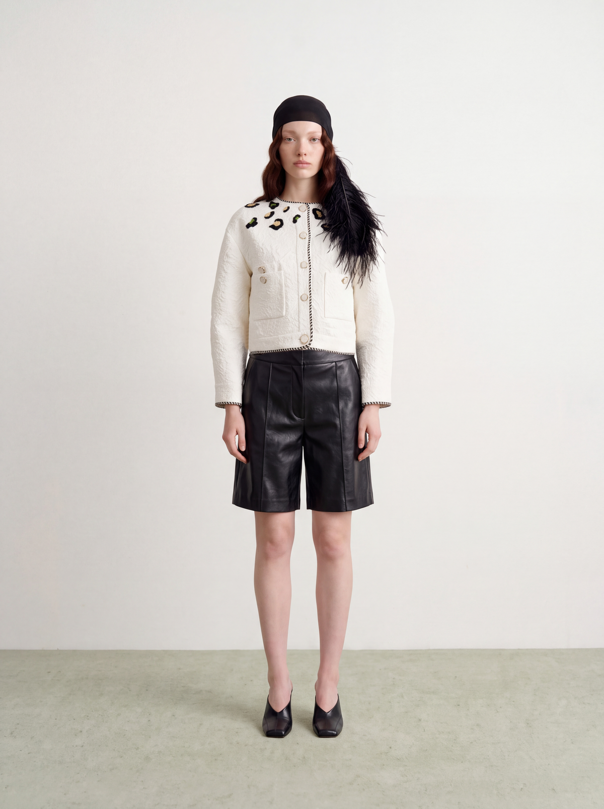 Blanc Tweed Leopard Tresse Jacket