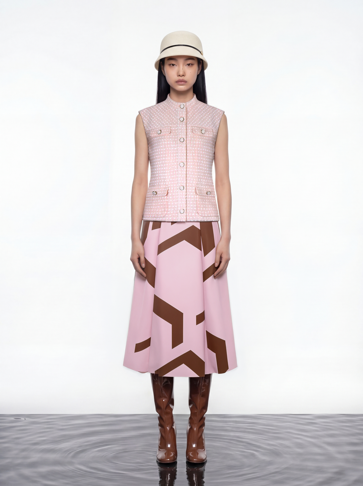 Rosé Lumière Tweed Vest