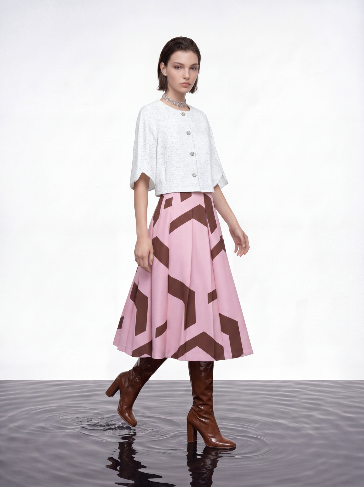 Blanche Étoile Cropped Tweed Jacket