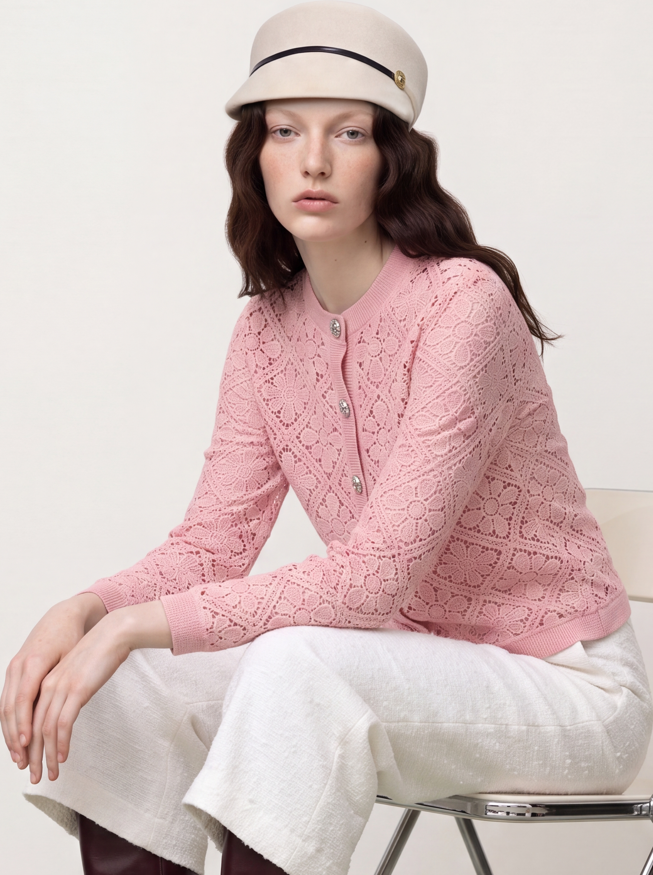 Rosé Dentelle Jardin Cardigan